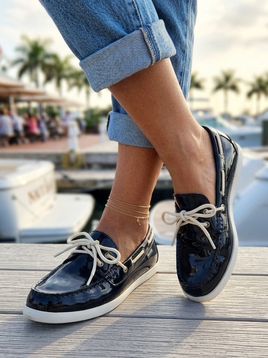 Cole Haan Shoes - Cole Haan Women's Patent Leather Boat Shoes Loafers Black Size 8 B